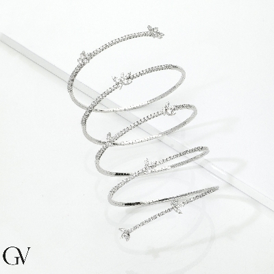 Brazalete muelle en oro blanco de 18k con diamantes