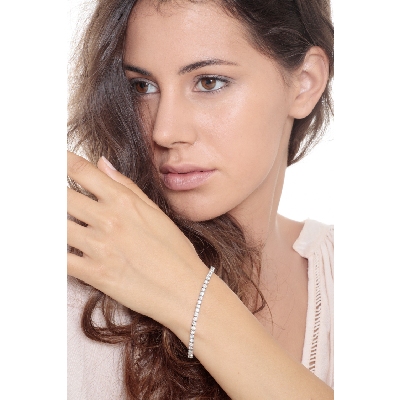 Pulsera tennis con diamantes en oro blanco 18 kilates 