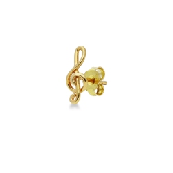 Mono pendiente de oro amarillo de 18 quilates con clave de sol, 12 mm