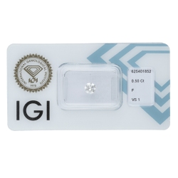 Diamante certificado IGI   CT 0,50   F  VS 1