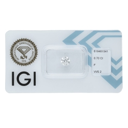 Diamante certificado IGI   CT 0,70   F   VVS 2