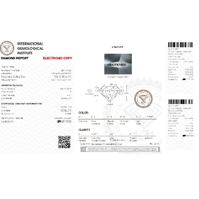 Diamante certificado IGI   CT 0,41   F  VS 1