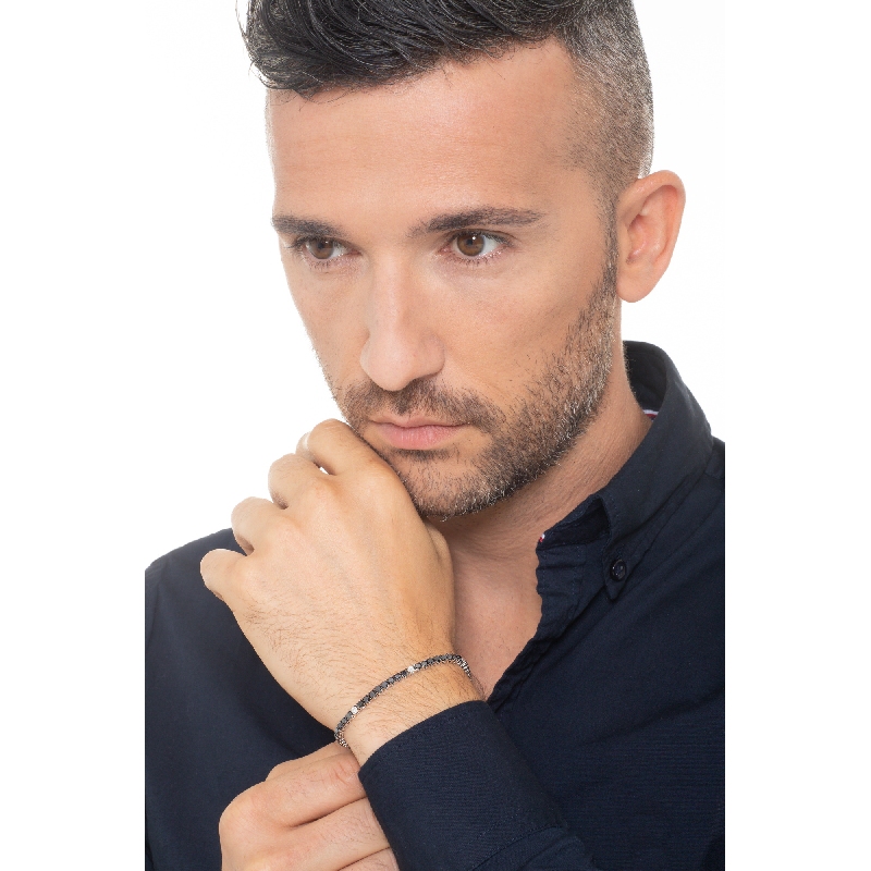 Pulsera hombre y mujer en oro 18k con diamantes negros alternados con diamantes Pulsera hombre y mujer en oro 18k con diamantes negros alternados con diamantes