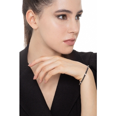 Pulsera hombre y mujer en oro 18k con diamantes negros alternados con diamantes