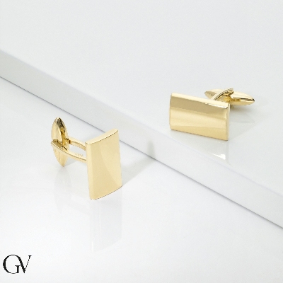 Gemelos rectangulares clásicos de oro amarillo de 18k