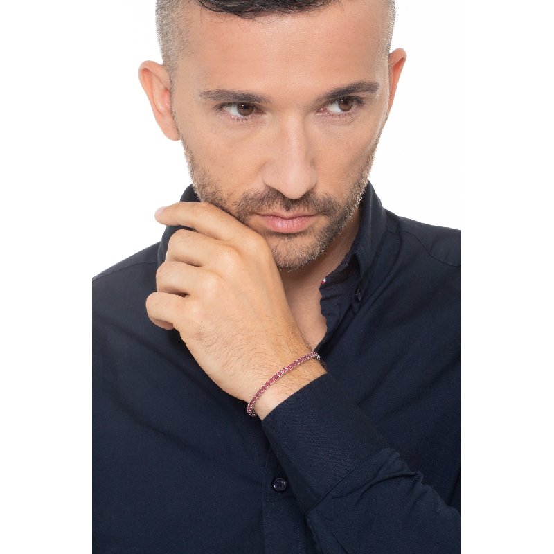 Pulsera tennis con garras en oro blanco 18k con rubíes  Pulsera tennis con garras en oro blanco 18k con rubíes