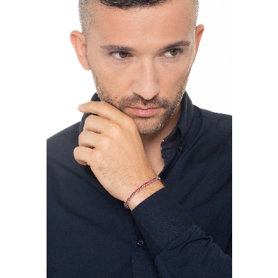 Pulsera tennis con garras en oro blanco 18k con rubíes 