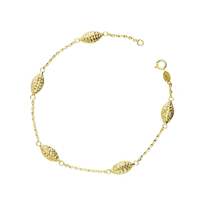 Pulsera de oro amarillo de 18 quilates con navettes estriadas