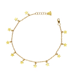 Pulsera en oro amarillo 18 quilates con charms en forma de estrella