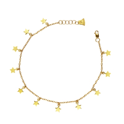 Pulsera en oro amarillo 18 quilates con charms en forma de estrella 