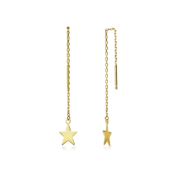 Pendientes colgantes en oro amarillo 18 quilates con estrella