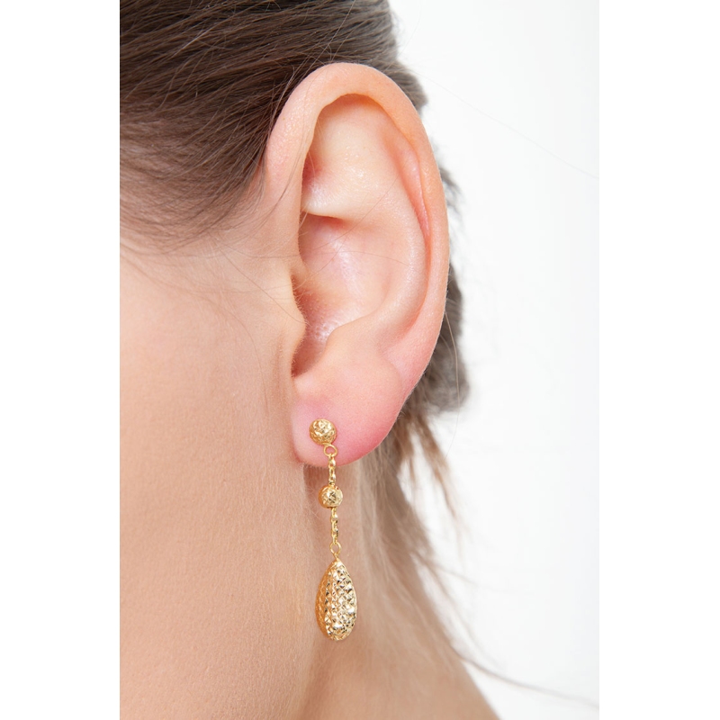 Pendientes colgantes en forma de gota en oro amarillo de 18 quilates Pendientes colgantes en forma de gota en oro amarillo de 18 quilates