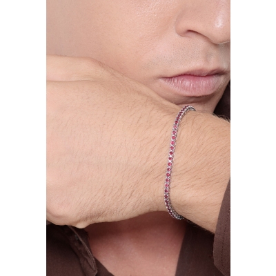 Pulsera tenis en oro blanco 18k con rubíes