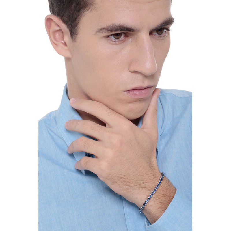 Pulsera tenis de oro blanco de 18 quilates con zafiro azul Pulsera tenis de oro blanco de 18 quilates con zafiro azul