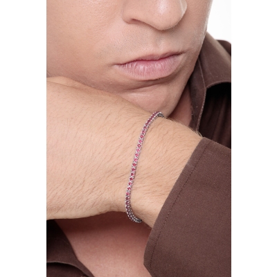 Pulsera Tennis Oro Blanco 18k con deslumbrantes Rubíes
