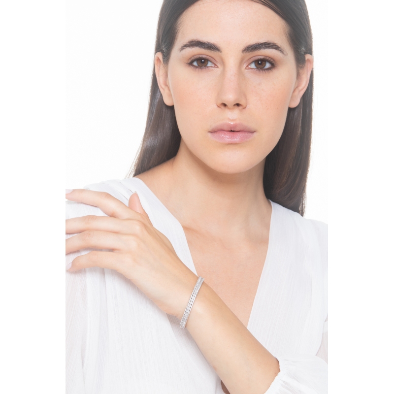 Pulsera muelle groumette en oro blanco 18k con diamantes