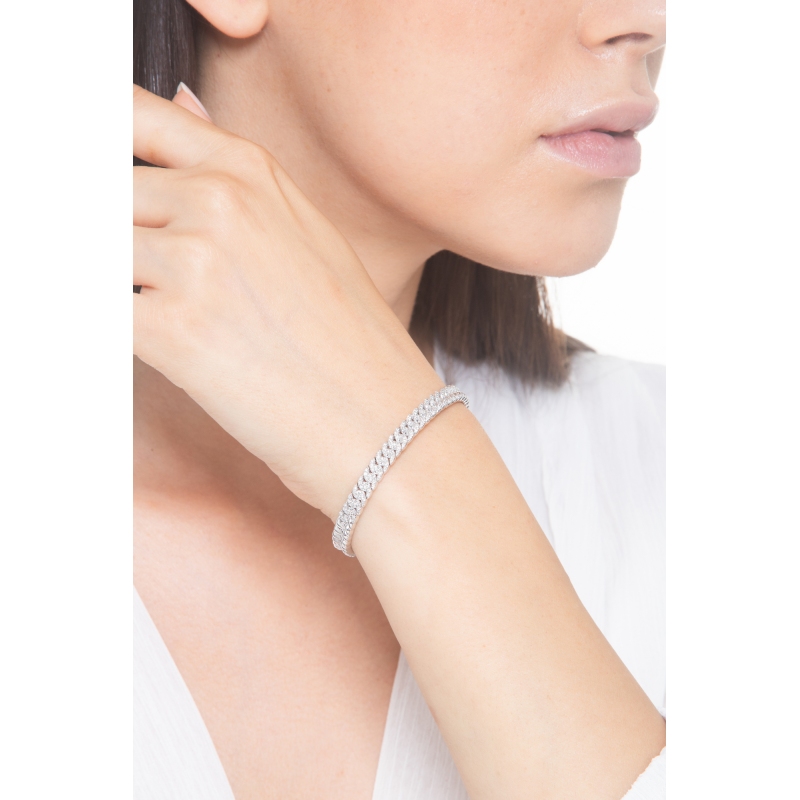 Pulsera muelle groumette en oro blanco 18k con diamantes