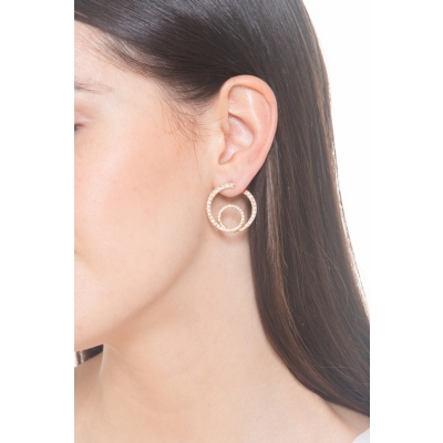 Pendientes de doble aro en oro rosa de 18k con diamantes