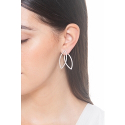 Pendientes doble ovalo en oro blanco 18k con diamantes 2