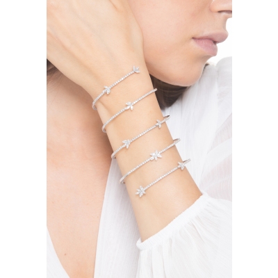 Brazalete muelle en oro blanco de 18k con diamantes