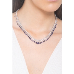 Gargantilla tennis en oro 18k con zafiros azules y diamantes 2