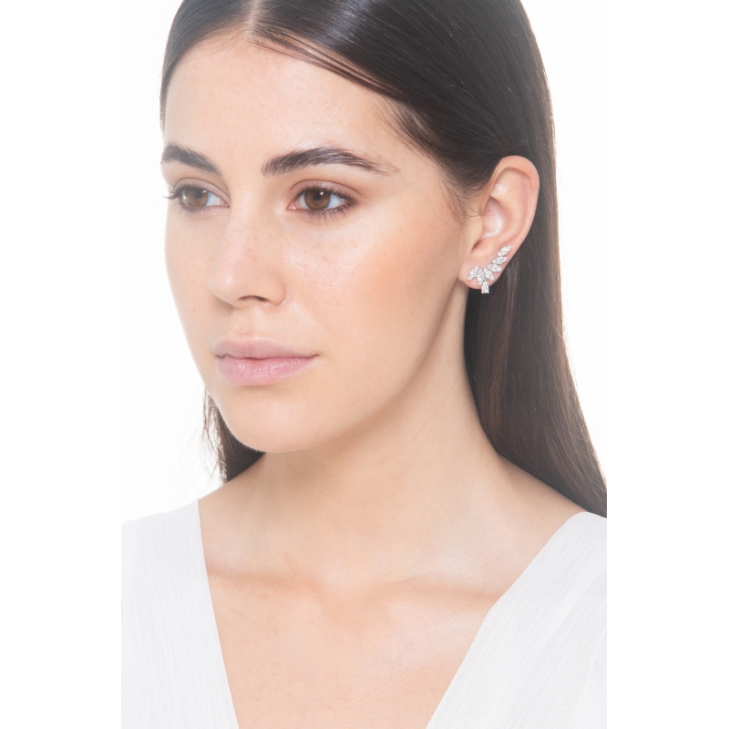 Pendientes fantasia en oro blanco de 750 con diamantes Pendientes fantasia en oro blanco de 750 con diamantes
