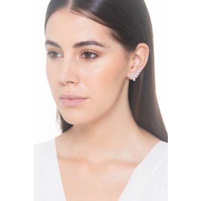 Pendientes fantasia en oro blanco de 750 con diamantes