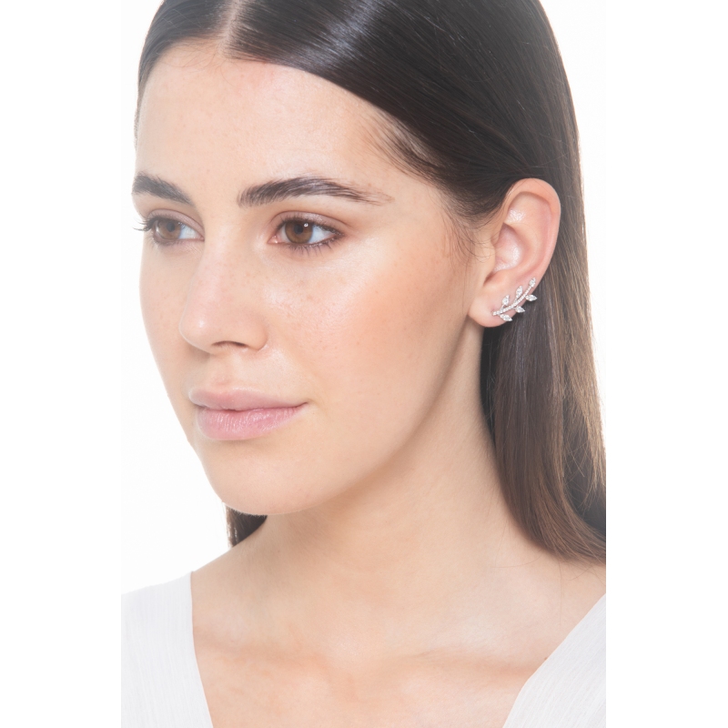 Pendientes fantasia en oro blanco de 18k con diamantes Pendientes fantasia en oro blanco de 18k con diamantes