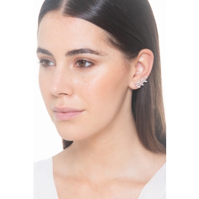 Pendientes fantasia en oro blanco de 18k con diamantes