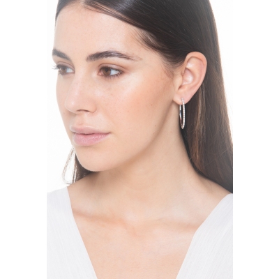 Pendientes de aro grandes de oro blanco y diamantes