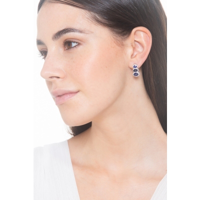 Pendientes oro blanco de 18k con zafiros ovalados y diamantes