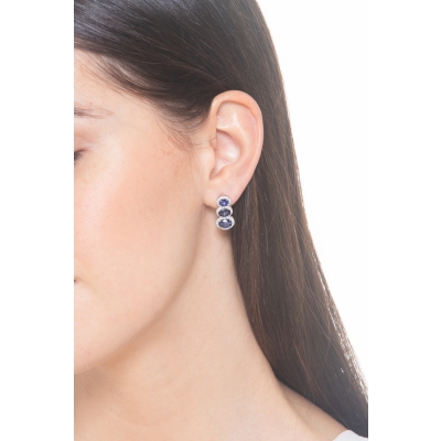 Pendientes oro blanco de 18k con zafiros ovalados y diamantes