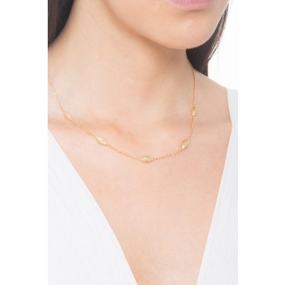 Collar en oro amarillo de 18 quilates con navettes godronadas