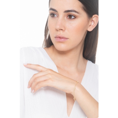 Pulsera de oro amarillo de 18 quilates con navettes estriadas