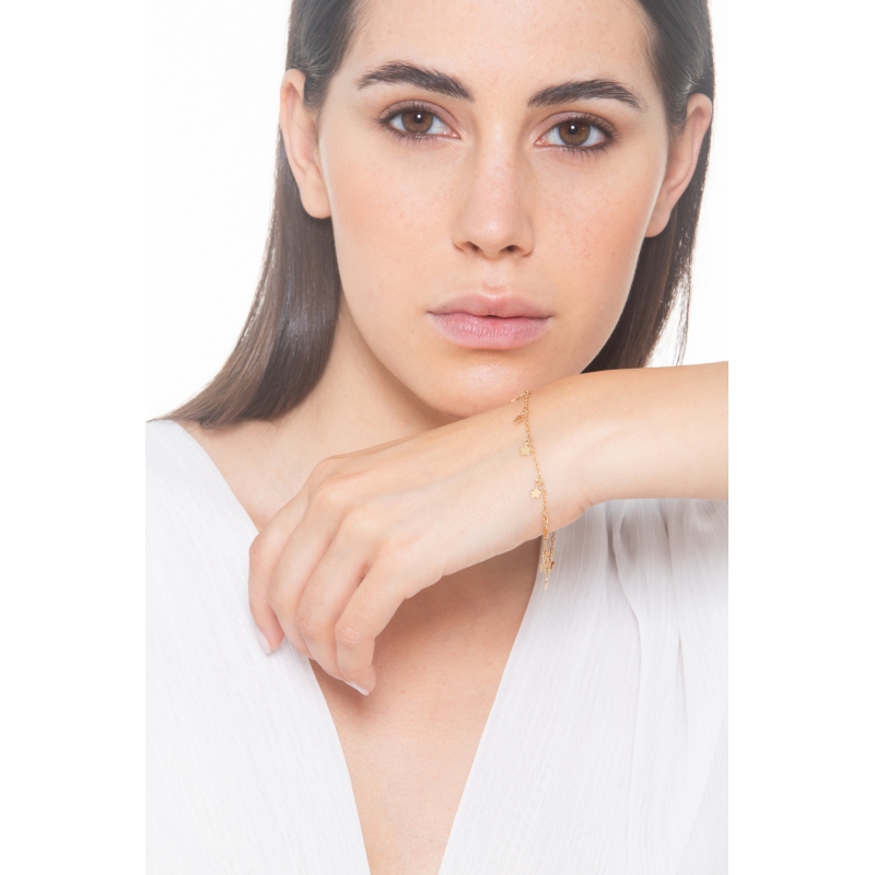 Pulsera en oro amarillo 18 quilates con charms en forma de estrella 