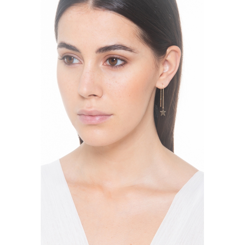 Pendientes colgantes en oro amarillo 18 quilates con estrella Pendientes colgantes en oro amarillo 18 quilates con estrella