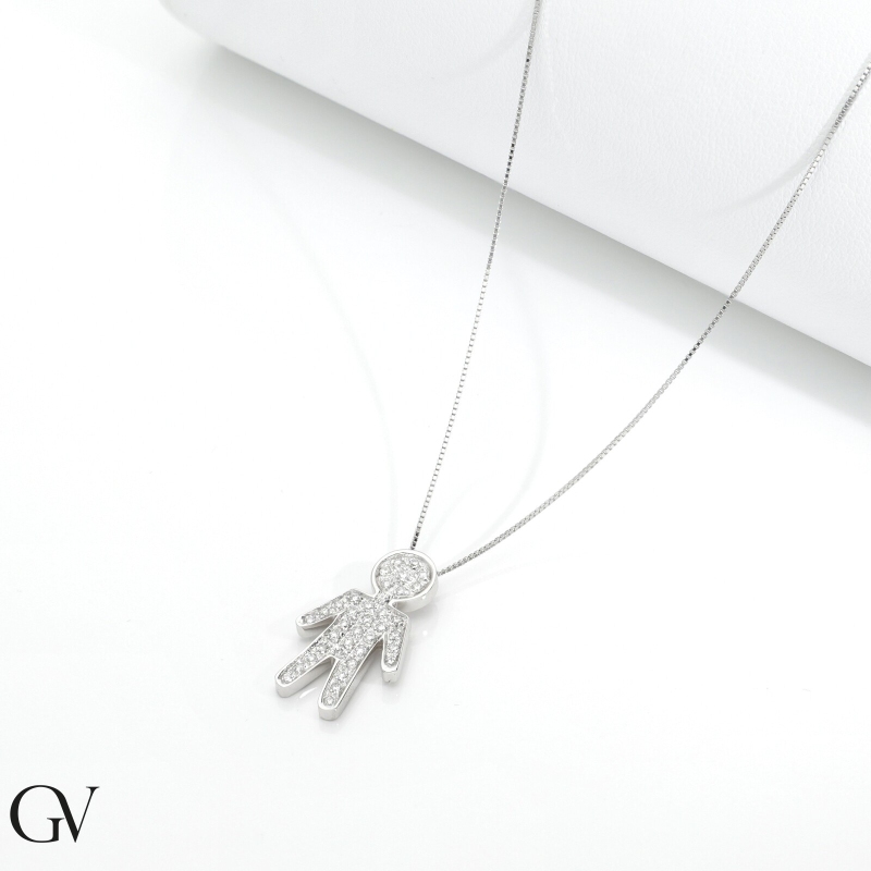 Collar en oro blanco 18k con niño en diamantes Collar en oro blanco 18k con niño en diamantes