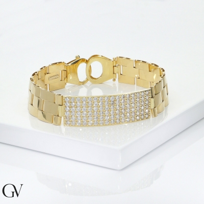 Elegante pulsera para hombre de oro amarillo de 18k y circonitas