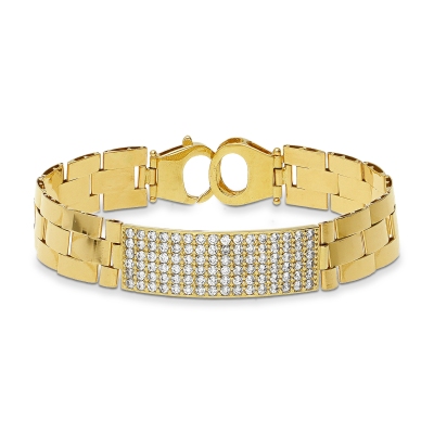 Elegante pulsera para hombre de oro amarillo de 18k y circonitas