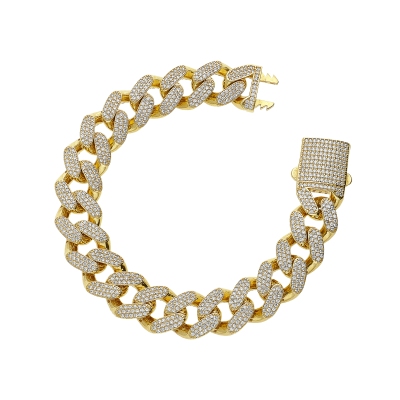 Pulsera hombre en oro amarillo 18K con circonitas