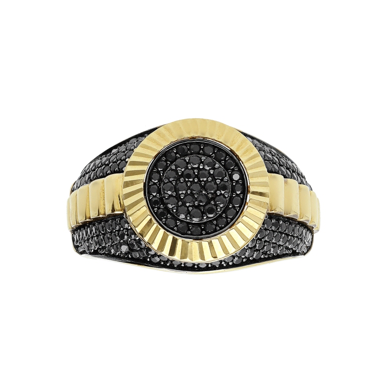 Anillo de Hombre en Oro Amarillo 18k con Circonitas Negras Anillo de Hombre en Oro Amarillo 18k con Circonitas Negras