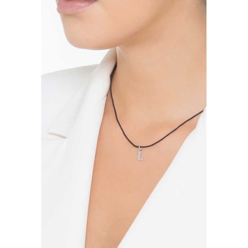 Colgante con inicial L oro blanco 