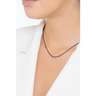 Colgante con inicial L oro blanco 