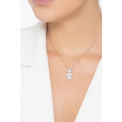 Collar en oro blanco 18k con niña en diamantes  2
