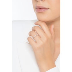 Anillo de diamantes de oro blanco 18k con 7 diamantes Garras  2