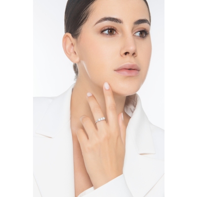 Alianza trilogía en oro blanco 18 kilates con diamantes 0,90 quilates