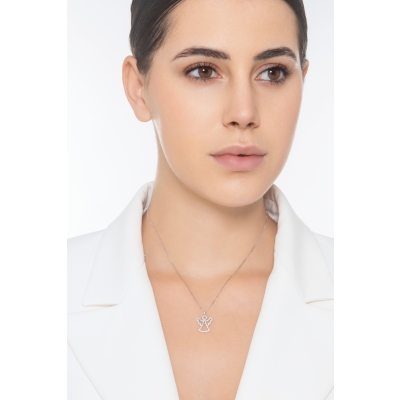 Collar en oro blanco 18 quilates con colgante de ángel en diamantes