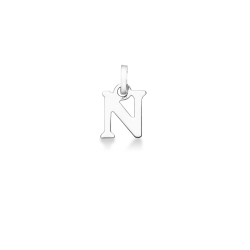 Colgante con la letra inicial N en mayúsculas de oro blanco de 18k