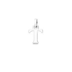 Colgante con la letra inicial T en mayúsculas de oro blanco 18k