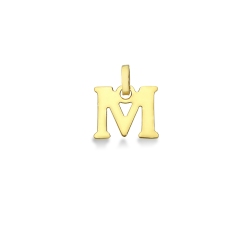 Colgante con la letra inicial M en oro amarillo de 18 quilates